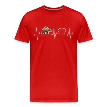 Bears heartbeat mom bear with child ECG bears dad - Men's Premium Organic T-Shirt - red - Front - Damien (186cm)