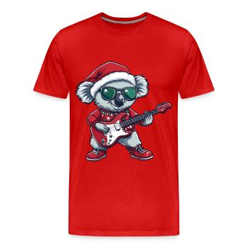Guitare Rocker de Noël Koala - T-shirt bio Premium Homme - rouge - Devant - Damien (186cm)