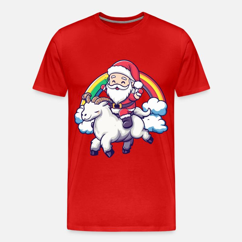 Bergziege Weihnachtsmann Regenbogen - Männer Premium Bio T-Shirt - Rot
