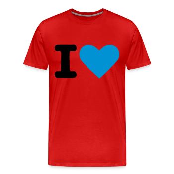 I love - Männer Premium Bio T-Shirt - Rot - Vorne - Damien (186cm)