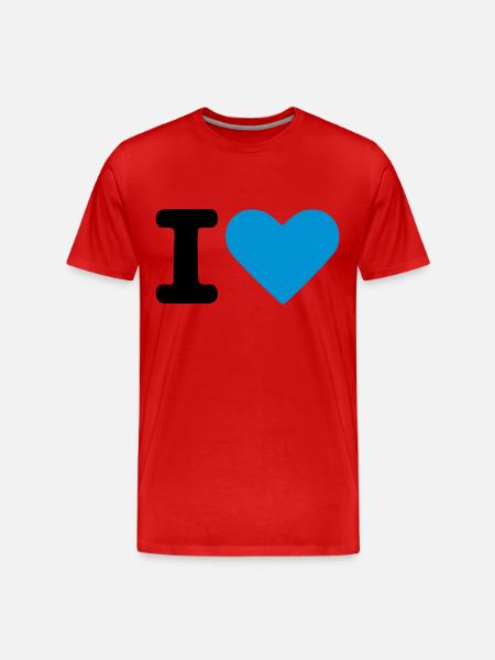 I love - Männer Premium Bio T-Shirt - Rot