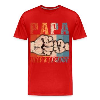 Papa Hero & Legend | Father's Day | Birthday - Men's Premium Organic T-Shirt - red - Front - Damien (186cm)