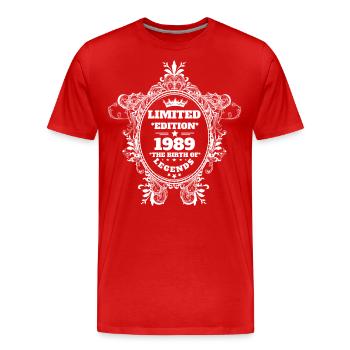 1989 - Men's Premium Organic T-Shirt - red - Front - Damien (186cm)