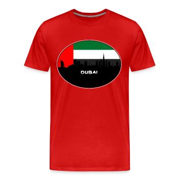 Dubai Uae Flag Skyline Silhouette Travel - Men's Premium Organic T-Shirt - red - Front - Damien (186cm)