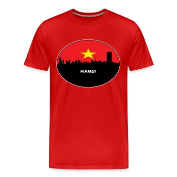 Hanoi-Vietnam-Flaggen-Skyline-Schattenbild-Reise - Männer Premium Bio T-Shirt - Rot - Vorne - Damien (186cm)