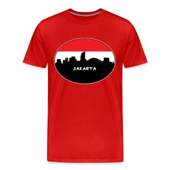 Jakarta Indonesien Flagge Skyline Silhouette Reisen - Männer Premium Bio T-Shirt - Rot - Vorne - Damien (186cm)