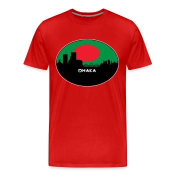 Dhaka Bangladesh Flag Skyline Silhouette Travel - Men's Premium Organic T-Shirt - red - Front - Damien (186cm)