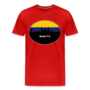 Bogota Colombia Flag Skyline Silhouette Travel - Men's Premium Organic T-Shirt - red - Front - Damien (186cm)