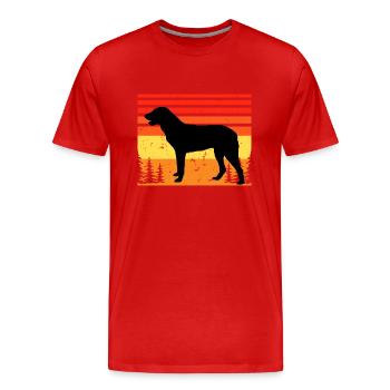 Cao De Castro Laboreiro Hund Silhouette Retro Sonne - Männer Premium Bio T-Shirt - Rot - Vorne - Damien (186cm)