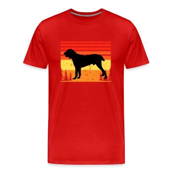 Chien de berger d’Asie centrale Silhouette Rétro Coucher de soleil - T-shirt bio Premium Homme - rouge - Devant - Damien (186cm)