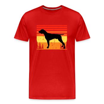 German Shorthaired Pointer Dog Silhouette Retro - Men's Premium Organic T-Shirt - red - Front - Damien (186cm)