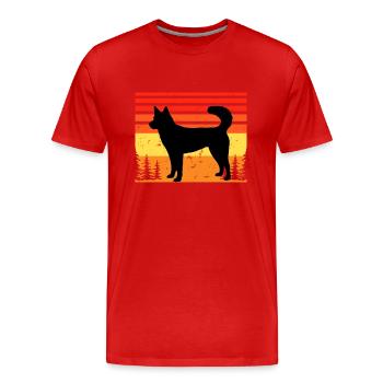 Kai Ken Dog Lover Silhouette Vintage Sunset - Men's Premium Organic T-Shirt - red - Front - Damien (186cm)