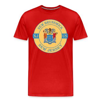 New Brunswick New Jersey Flagge USA Souvenir Logo - Männer Premium Bio T-Shirt - Rot - Vorne - Damien (186cm)