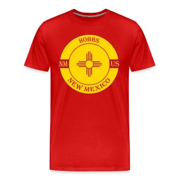 Hobbs New Mexico Flagge USA Reise Souvenir Abzeichen - Männer Premium Bio T-Shirt - Rot - Vorne - Damien (186cm)