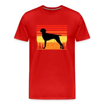 Old Danish Pointer Dog Silhouette Retro Sonnenuntergang - Männer Premium Bio T-Shirt - Rot - Vorne - Damien (186cm)