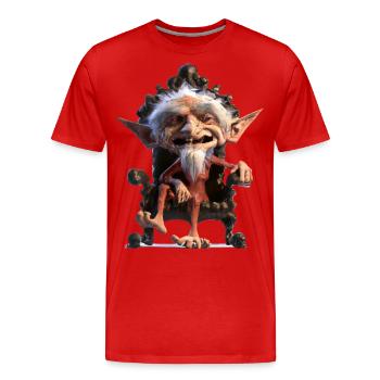 Gnome Sur Son Trône - T-shirt bio Premium Homme - rouge - Devant - Damien (186cm)