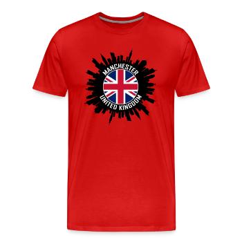 Manchester Skyline Uk Flag Souvenir de voyage - T-shirt bio Premium Homme - rouge - Devant - Damien (186cm)