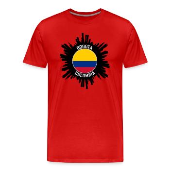 Bogota Skyline Colombia Flag Travel Souvenir - Men's Premium Organic T-Shirt - red - Front - Damien (186cm)