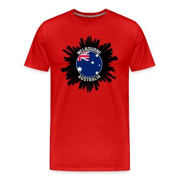 Melbourne Skyline Australie Flag Souvenir de voyage - T-shirt bio Premium Homme - rouge - Devant - Damien (186cm)