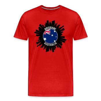 Brisbane Skyline Australia Flag Souvenir de voyage - T-shirt bio Premium Homme - rouge - Devant - Damien (186cm)