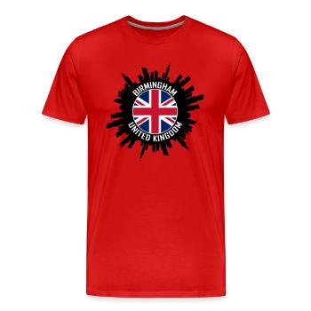 Birmingham Skyline Uk Flag Travel Souvenir - Men's Premium Organic T-Shirt - red - Front - Damien (186cm)