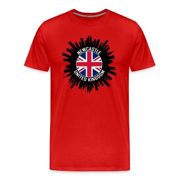 Newcastle Skyline Uk Flag Travel Souvenir - Men's Premium Organic T-Shirt - red - Front - Damien (186cm)