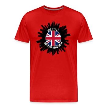 Birstall Skyline Uk Flag Souvenir de voyage - T-shirt bio Premium Homme - rouge - Devant - Damien (186cm)