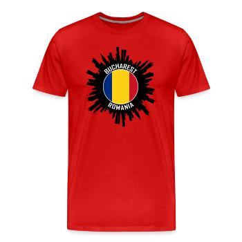 Bukarest Skyline Rumänien Flagge Reise Souvenir - Männer Premium Bio T-Shirt - Rot - Vorne - Damien (186cm)