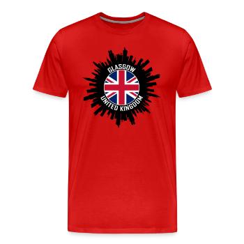 Glasgow Skyline UK Flag Souvenir de voyage - T-shirt bio Premium Homme - rouge - Devant - Damien (186cm)