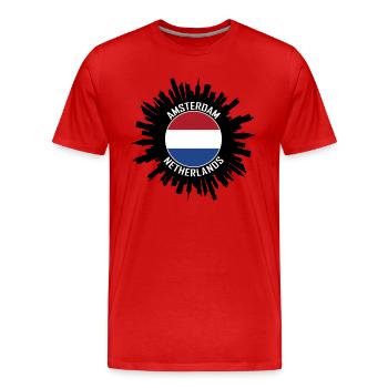 Amsterdam Skyline Pays-Bas Flag Souvenir de voyage - T-shirt bio Premium Homme - rouge - Devant - Damien (186cm)