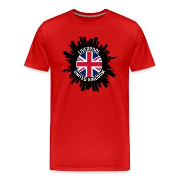 Liverpool Skyline UK Flag Souvenir de voyage - T-shirt bio Premium Homme - rouge - Devant - Damien (186cm)