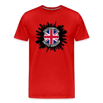 Southampton Skyline UK Flagge Reise Souvenir - Männer Premium Bio T-Shirt - Rot - Vorne - Damien (186cm)
