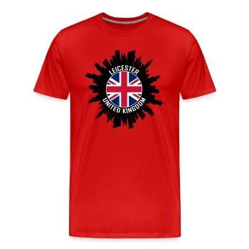 Leicester Skyline Uk Flag Travel Souvenir - Men's Premium Organic T-Shirt - red - Front - Damien (186cm)