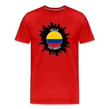 Bello Skyline Colombie Flag Souvenir de voyage - T-shirt bio Premium Homme - rouge - Devant - Damien (186cm)