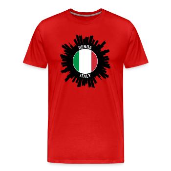 Genoa Skyline Italie Flag Souvenir de voyage - T-shirt bio Premium Homme - rouge - Devant - Damien (186cm)