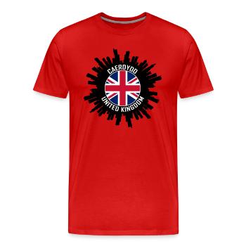 Caerdydd Skyline Uk Flag Souvenir de voyage - T-shirt bio Premium Homme - rouge - Devant - Damien (186cm)