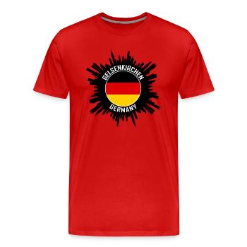 Gelsenkirchen Skyline Allemagne Flag Souvenir de voyage - T-shirt bio Premium Homme - rouge - Devant - Damien (186cm)