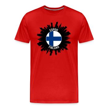 Espoo Skyline Finland Flag Travel Souvenir - Men's Premium Organic T-Shirt - red - Front - Damien (186cm)