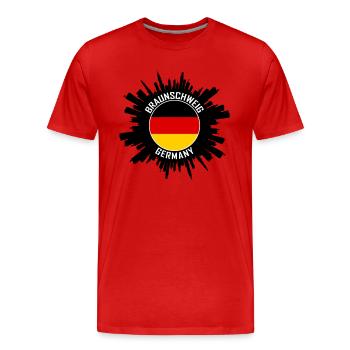 Braunschweig Skyline Allemagne Flag Souvenir de voyage - T-shirt bio Premium Homme - rouge - Devant - Damien (186cm)