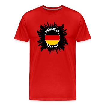 Magdebourg Skyline Allemagne Flag Souvenir de voyage - T-shirt bio Premium Homme - rouge - Devant - Damien (186cm)