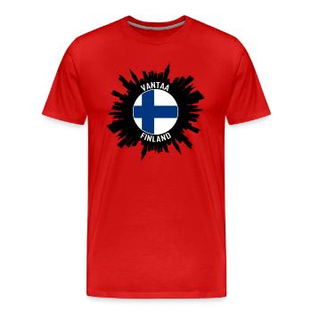 Vantaa Skyline Finland Flag Travel Souvenir - Men's Premium Organic T-Shirt - red - Front - Damien (186cm)