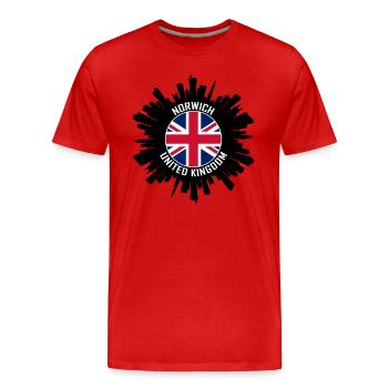 Norwich Skyline Uk Flag Souvenir de voyage - T-shirt bio Premium Homme - rouge - Devant - Damien (186cm)