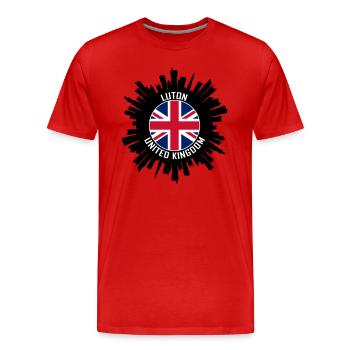 Luton Skyline Uk Flag Souvenir de voyage - T-shirt bio Premium Homme - rouge - Devant - Damien (186cm)