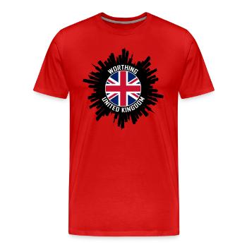 Worthing Skyline Uk Flag Souvenir de voyage - T-shirt bio Premium Homme - rouge - Devant - Damien (186cm)