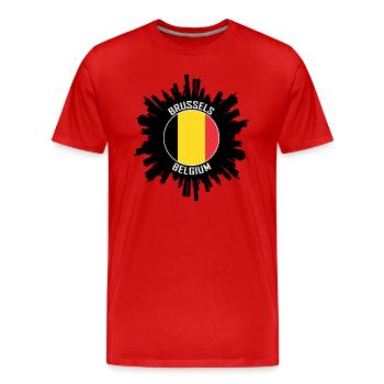 Bruxelles Skyline Belgique Flag Souvenir de voyage - T-shirt bio Premium Homme - rouge - Devant - Damien (186cm)