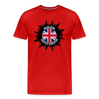 Basildon Skyline Uk Flag Souvenir de voyage - T-shirt bio Premium Homme - rouge - Devant - Damien (186cm)