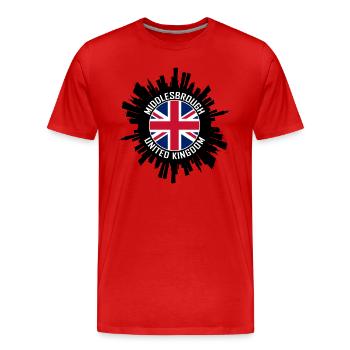 Middlesbrough Skyline Uk Flag Souvenir de voyage - T-shirt bio Premium Homme - rouge - Devant - Damien (186cm)