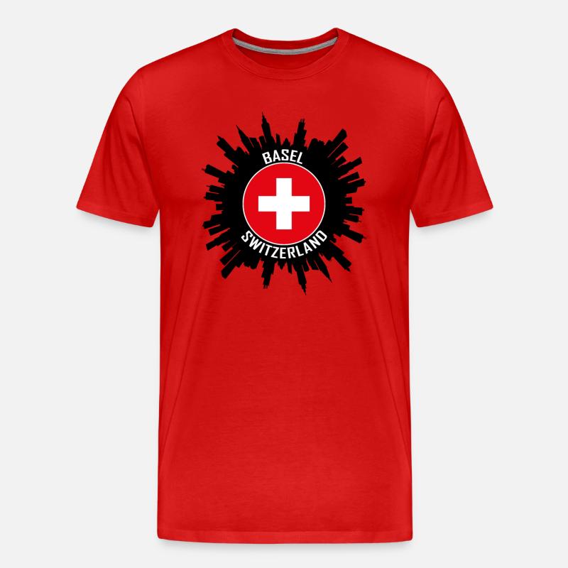 Basel Skyline Schweiz Flagge Reise-Souvenir - Männer Premium Bio T-Shirt - Rot