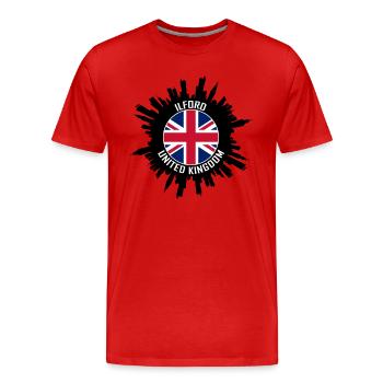 Ilford Skyline Uk Flag Souvenir de voyage - T-shirt bio Premium Homme - rouge - Devant - Damien (186cm)