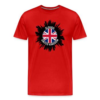 Slough Skyline Uk Flag Souvenir de voyage - T-shirt bio Premium Homme - rouge - Devant - Damien (186cm)
